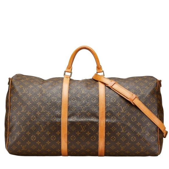 Louis Vuitton Shoulder Brown Monogram Leather Bag Bandouliere Keepall - Picture 1 of 8